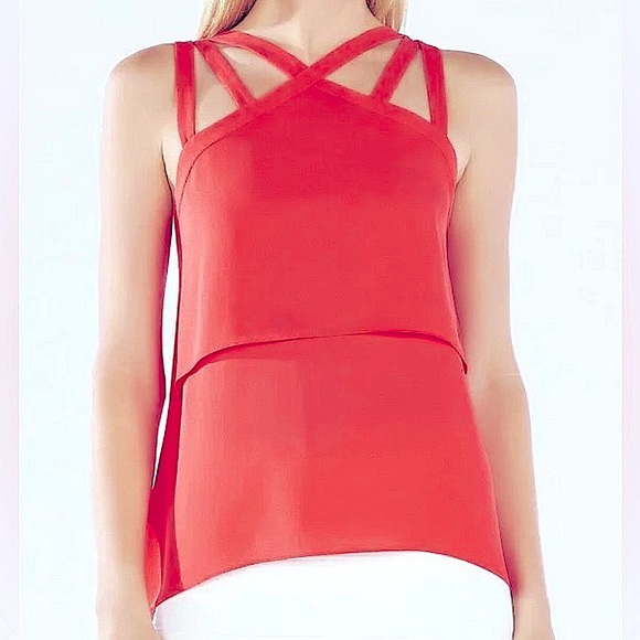 BCBGmaxazria juliya multi-strap layered top poppy size Medium New - Picture 3 of 16